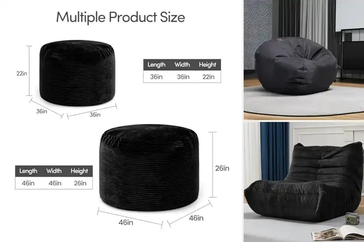 Detailed view of Best Black Bean Bag Chairs
