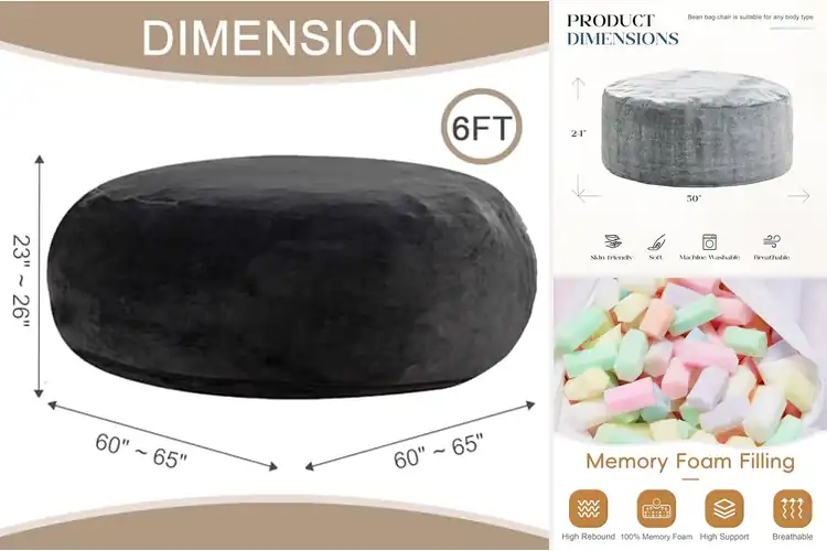 Detailed view of Best Giant Foam Bean Bags