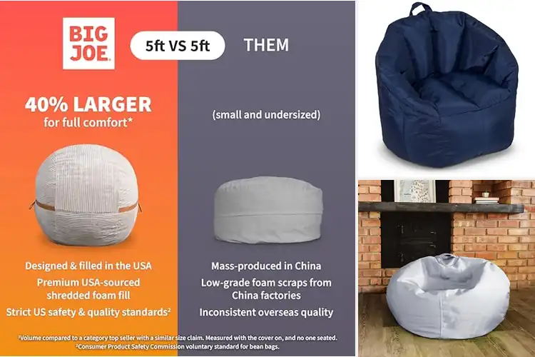 Detailed view of Best Made In USA Bean Bag Chair Top 10