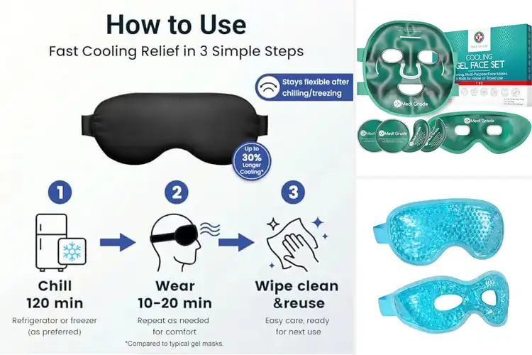 Detailed view of Best No Freeze Cooling Eye Mask: Instant Relief & Relaxation