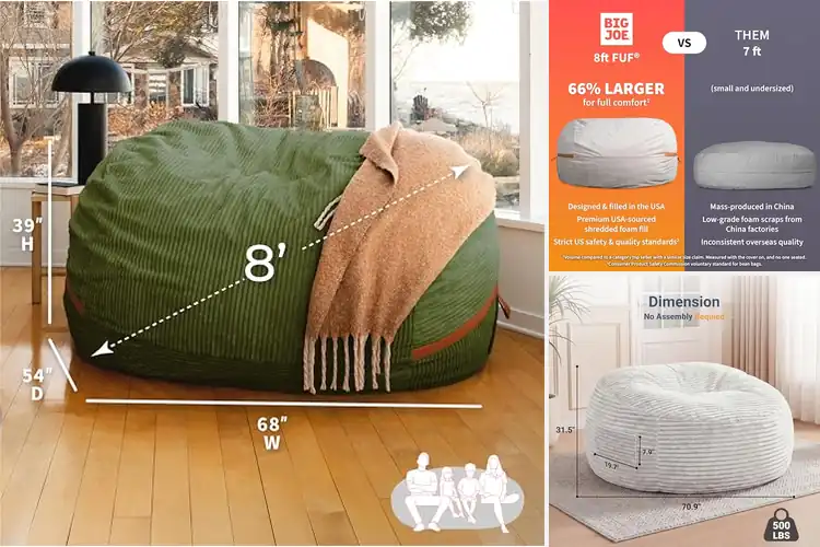 Detailed view of Best Oversized 8 Foot Bean Bag